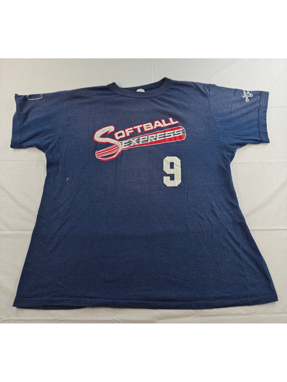 Vintage Softball Express Navy Blue T-Shirt Size 2X with Number 9 Print